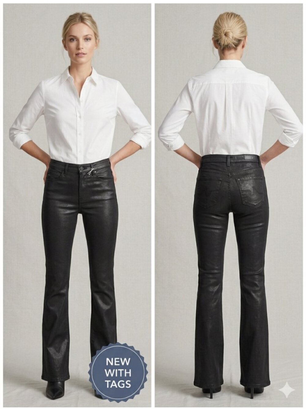 NWT AG Adriano Goldschmied The Alexxis Boot Coated Black Jeans High Rise 25